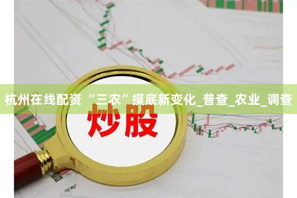 杭州在线配资 “三农”摸底新变化_普查_农业_调查